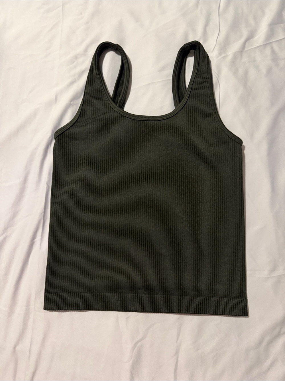 a new day Ribbed Tank Top - Dark Olive